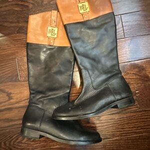 Ralph Lauren Tan Leather Belt with Gold Buckle